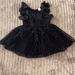 Black Floral Tulle Kids Costume Dress